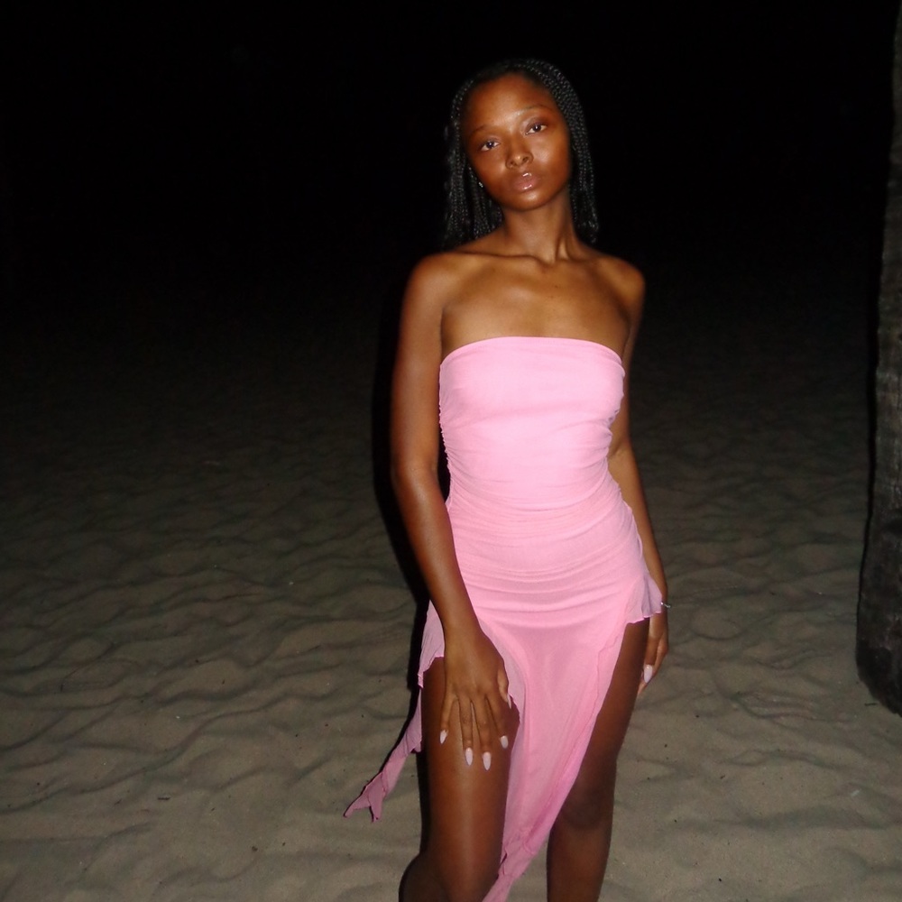 Pink strapless dress